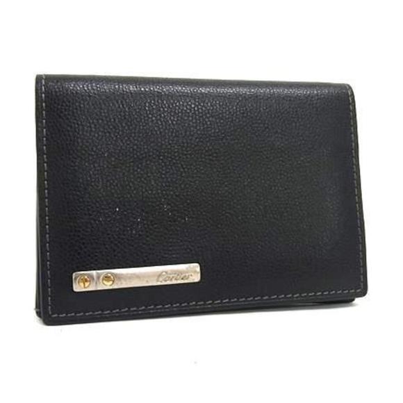 Cartier Santos Card Case - Black Leather for Men